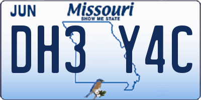 MO license plate DH3Y4C