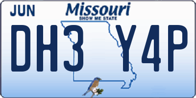 MO license plate DH3Y4P