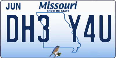 MO license plate DH3Y4U