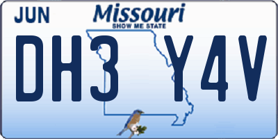 MO license plate DH3Y4V