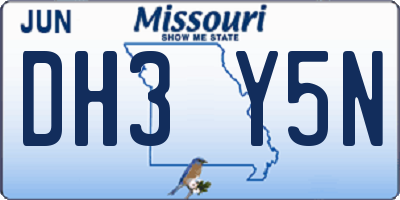 MO license plate DH3Y5N