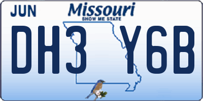 MO license plate DH3Y6B