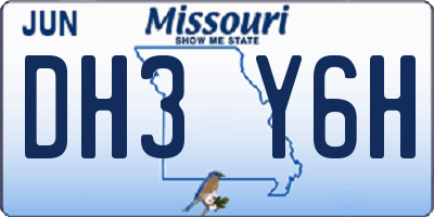 MO license plate DH3Y6H