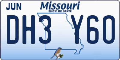 MO license plate DH3Y6O