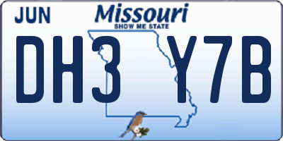 MO license plate DH3Y7B