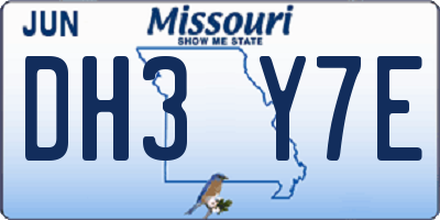 MO license plate DH3Y7E