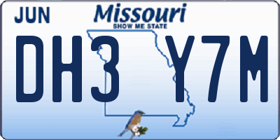 MO license plate DH3Y7M