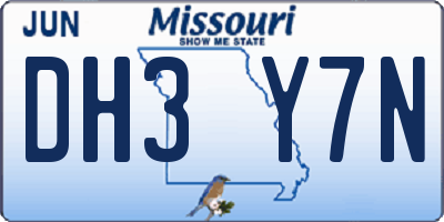 MO license plate DH3Y7N