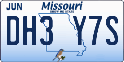 MO license plate DH3Y7S
