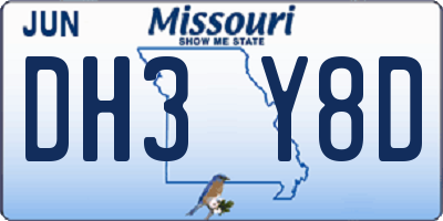 MO license plate DH3Y8D