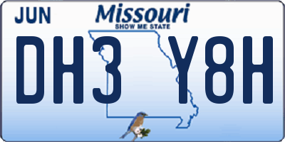 MO license plate DH3Y8H