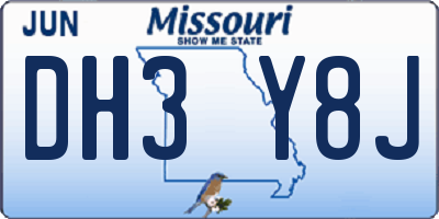 MO license plate DH3Y8J