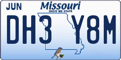 MO license plate DH3Y8M