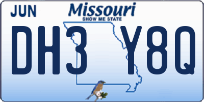 MO license plate DH3Y8Q