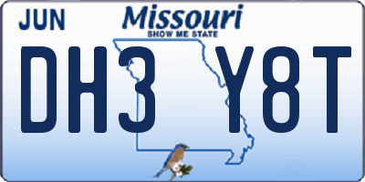 MO license plate DH3Y8T