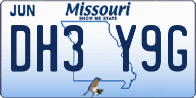 MO license plate DH3Y9G