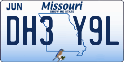 MO license plate DH3Y9L