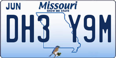 MO license plate DH3Y9M
