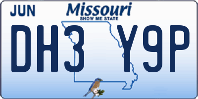 MO license plate DH3Y9P