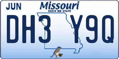 MO license plate DH3Y9Q