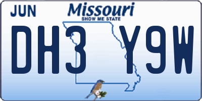 MO license plate DH3Y9W