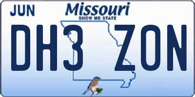 MO license plate DH3Z0N