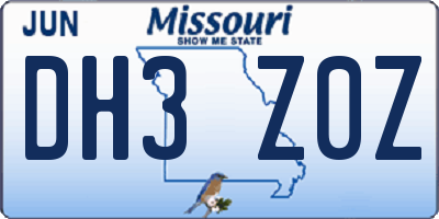 MO license plate DH3Z0Z