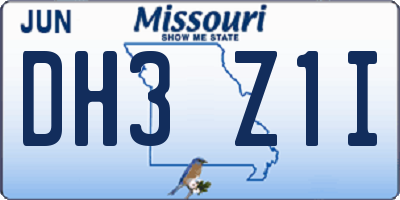 MO license plate DH3Z1I