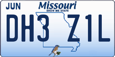 MO license plate DH3Z1L