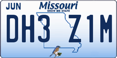 MO license plate DH3Z1M