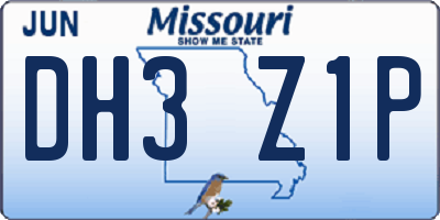 MO license plate DH3Z1P