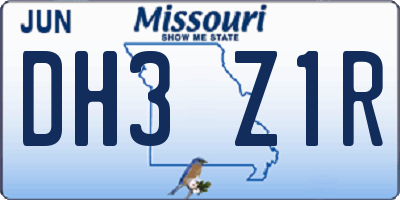 MO license plate DH3Z1R