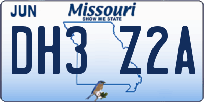 MO license plate DH3Z2A