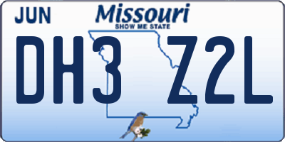 MO license plate DH3Z2L