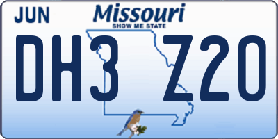 MO license plate DH3Z2O