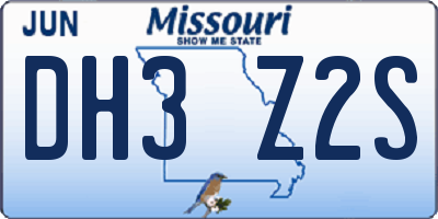 MO license plate DH3Z2S