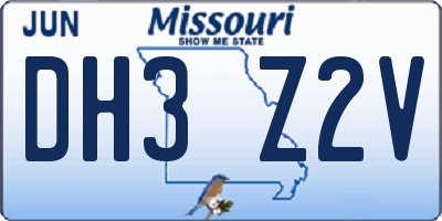 MO license plate DH3Z2V