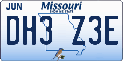 MO license plate DH3Z3E