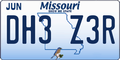 MO license plate DH3Z3R
