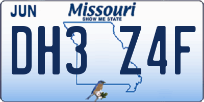 MO license plate DH3Z4F