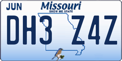 MO license plate DH3Z4Z