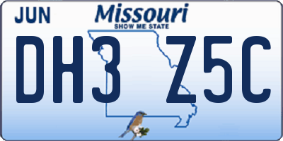 MO license plate DH3Z5C