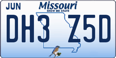 MO license plate DH3Z5D