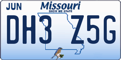 MO license plate DH3Z5G