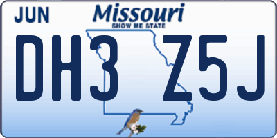 MO license plate DH3Z5J