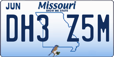 MO license plate DH3Z5M