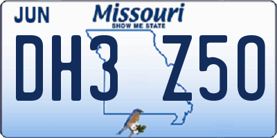 MO license plate DH3Z5O