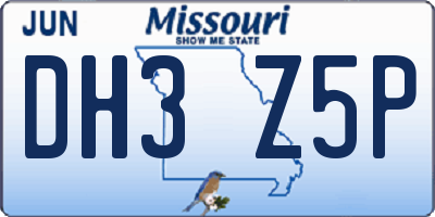 MO license plate DH3Z5P