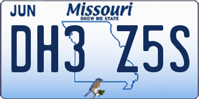 MO license plate DH3Z5S