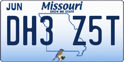 MO license plate DH3Z5T